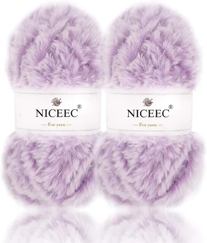Miniatura 78 de NICEEC Hilo de Pelo Sintético Super Suave, Grueso y Esponjoso, Hilo de Pestañas para Crochet y Tejido (Longitud Total 192m/9.1kg) - Otoño/300g