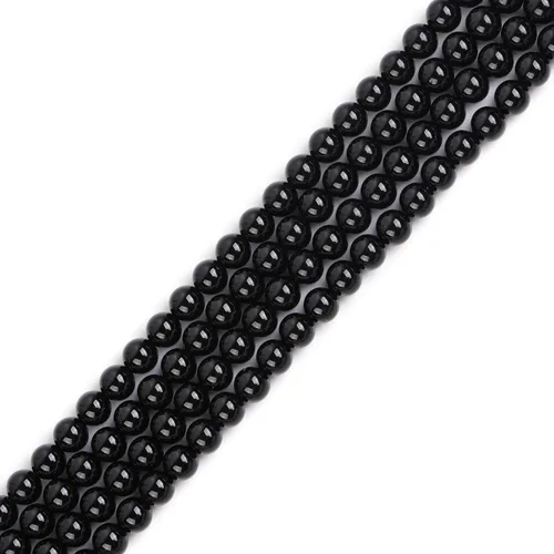 Miniatura 133 de GEM-Inside Cuentas sueltas de piedra natural de lava negra de 8 mm, redondas, piedra de energía para hacer joyas 15' Negro