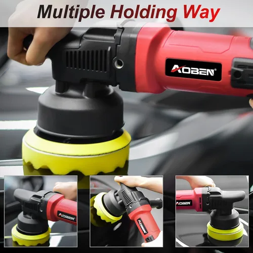 Miniatura 6 de AOBEN Pulidora de búfer, pulidora de doble acción de 5 pulgadas, órbita larga de 0.63 pulgadas, kit de pulidor aleatorio con 6 velocidades variables