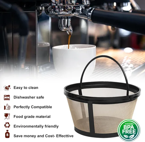 Miniatura 2 de Cesta de filtro reutilizable de 8 a 12 tazas con parte inferior cerrada para cafetera y cafetera MrCoffee – Reemplazo de filtro permanente