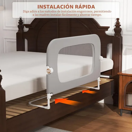 Miniatura 5 de FigTime Baranda de cama para niños pequeños, protector de baranda de cama de bebé para niños, barandas de cama para niños pequeños con ajuste de Gris