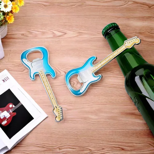 Miniatura 4 de Abridor de botellas de cerveza, 2 piezas, abridor de botellas en forma de guitarra, regalo de guitarra, accesorios de cocina para bebedores, amantes