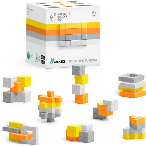 Miniatura 12 de PIXIO Lava - Juguete de construcción de bloques magnéticos pequeños en el estilo de arte de píxeles con aplicación gratuita, cubos de plástico
