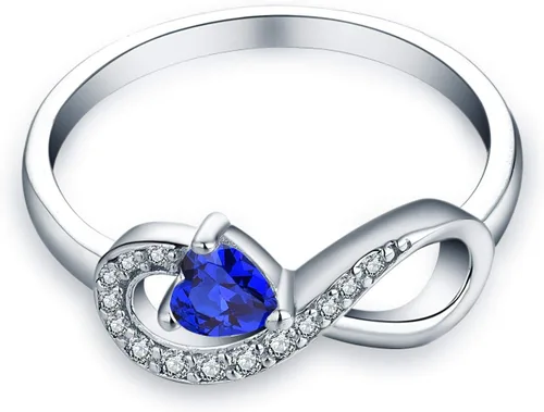 Miniatura 61 de Anillo Jo Wisdomo de compromiso. de plata esterlina, con corazón e infinito, anillo de amistad, para ella