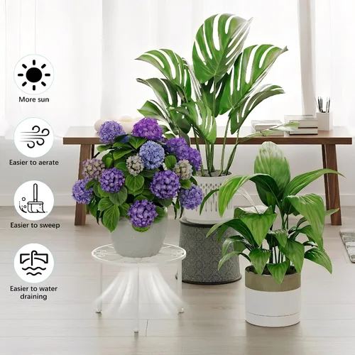 Miniatura 4 de Paquete de 5 soportes para macetas de hierro resistentes a la oxidación para interiores y exteriores, soporte decorativo redondo para flores