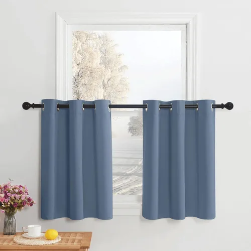 Miniatura 104 de NICETOWN Cortinas opacas de cocina para ventana sobre el fregadero, aislamiento térmico, decoración del hogar, pequeños niveles opacos con ojales