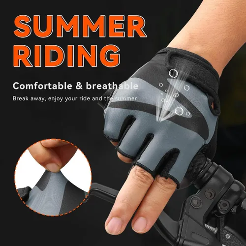 Miniatura 9 de OZERO Guantes de ciclismo para hombre Guantes de ciclismo transpirables de gel, guantes de montaña y carretera, guantes de bicicleta antideslizantes