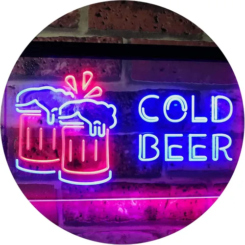 ADVPRO Letrero de neón LED de doble color azul y rojo de 24 x 16 pulgadas st6s64-i2069-br de Cold Beer Bar Pub Club Décor azul y Red
