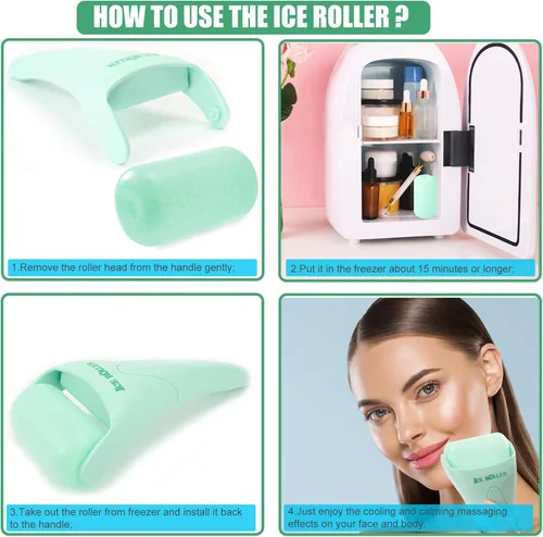 Miniatura 6 de Paquete de 2 rodillos de hielo para masaje facial y corporal, rodillo facial para el cuidado de la piel para reducir las arrugas y la hinchazón