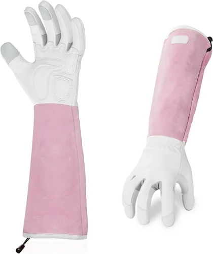Miniatura 7 de Vgo SL7445 - Guantes de jardinería de cuero sintético para mujer, guantes de trabajo de manga larga, transpirables y con agarre, de alta destreza