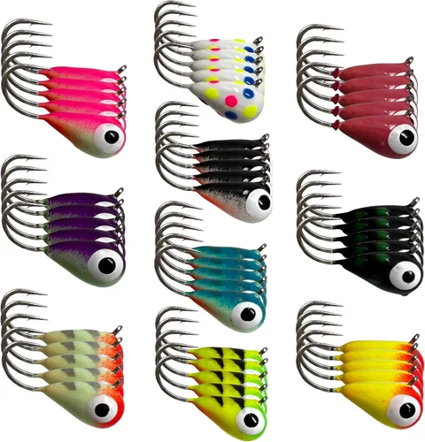 Reaction Tackle Plantillas de pesca en hielo de tungsteno - Plantilla súper sensible en forma de lágrima para panfish, crappie, lucioperca, perca,