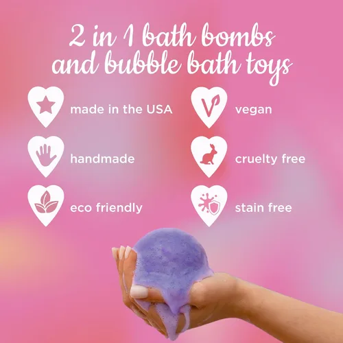 Miniatura 5 de Bombas de baño de princesa para niñas con juguetes sorpresa en el interior (paquete de 6) - Bomba de baño grande de burbujas efervescentes