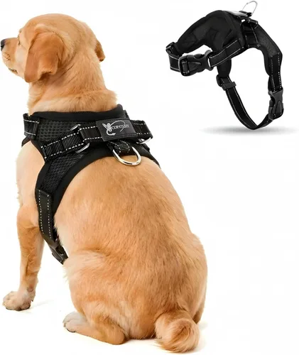 Miniatura 9 de Arnés ajustable reflectante para perro con asa evita tirones, XXS, Negro