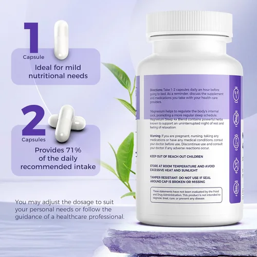 Miniatura 2 de Complejo de magnesio 4X – Suplemento de magnesio de 300 mg con glicinato quelado, citrato, malato y ascorbato, alta absorción para el estrés
