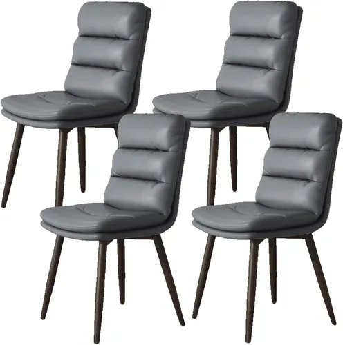 Miniatura 9 de Upholstered Dining Chairs Set of 4, Leather Kitchen Chair with Metal Legs, Dining Room Kitchen Chair with Back for Brown