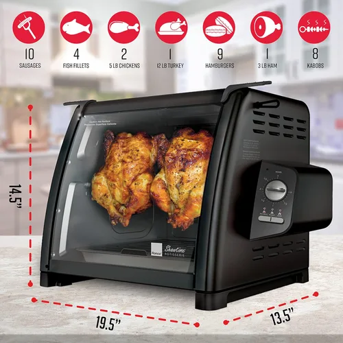 Miniatura 3 de Ronco Showtime Asador y horno de barbacoa de gran capacidad, edición moderna, controles de interruptor simples, amarre de puerta de silicona