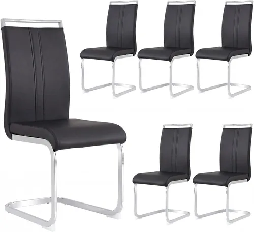 Miniatura 25 de Juego de 2 sillas de comedor modernas con esponja de alta densidad tapizada y patas de metal, sillas para comedor, sillas de comedor de piel