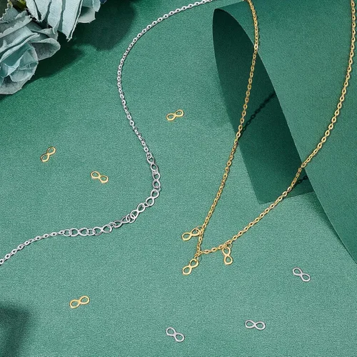 Miniatura 3 de UNICRAFTALE Colgante de infinito chapado en oro de 18 quilates a granel, mini enlace de conector de acero inoxidable para hacer joyas, collares