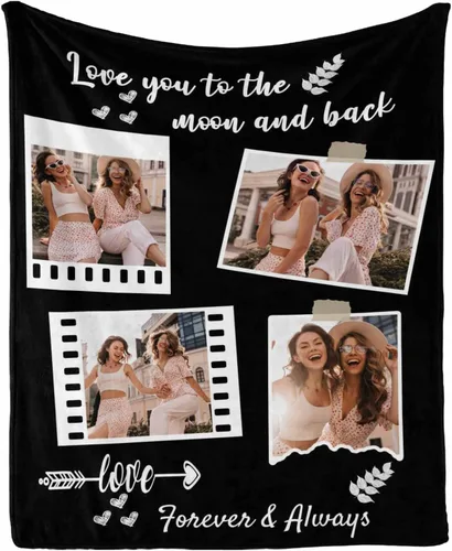 Miniatura 8 de InterestPrint Manta de forro polar suave con memoria personalizada para mejor amiga, personalizada con imágenes y texto para la graduación de tu