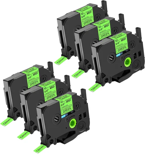 Miniatura 22 de NineLeaf Paquete de 6 cintas de etiquetas compatibles con Brother TZ TZe TZe-531 TZe531 TZ-531 TZ531 0.472 in 1/2 pulgadas, negro sobre azul