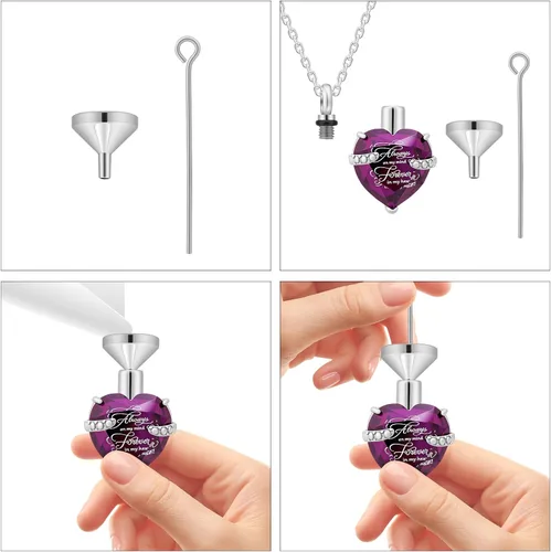 Miniatura 4 de Urnas pequeñas para cenizas humanas, urnas de cremación, juego de 8, medallón para cenizas de cremación para mujeres y hombres, morado