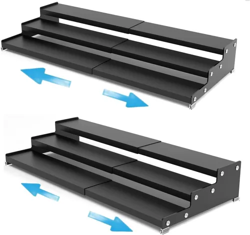 Organizador expandible para especias con estante de 3 niveles para armario, organización de estantes de condimentos. Ideal para estantes de encimera