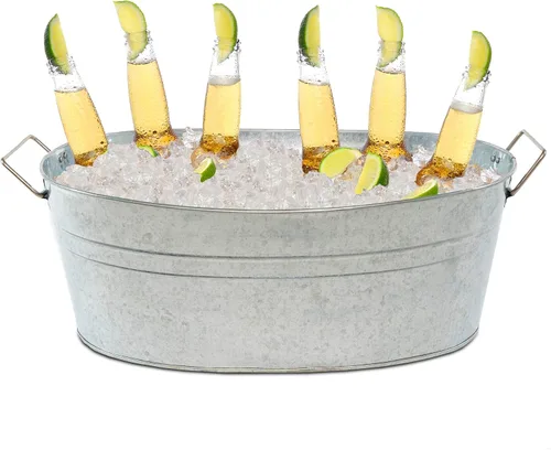 Simple Elements - Bañera galvanizada para bebidas de 2.5 galones, cubo de hielo multifuncional, bañera de bebidas para fiestas, eventos y decoración