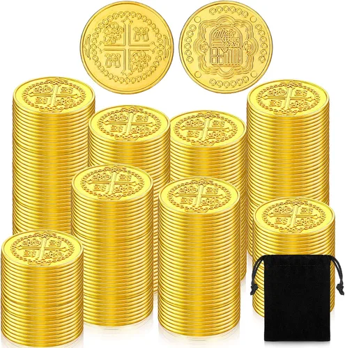 Miniatura 7 de Hanaive 100 Piezas Monedas de Pirata de Metal Cofre del Tesoro Doblón Español Monedas Falsas Fichas para Niños Juegos de Mesa Fiesta Pirata Cosplay