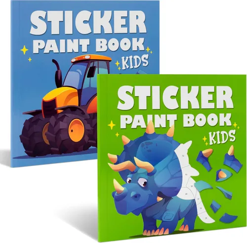 Miniatura 10 de Divertidos Libros de Pintura con Calcomanías para Niños, Juego de 2 – Entretenida Actividad de Calcomanías con Temas Vibrantes que Mantiene a