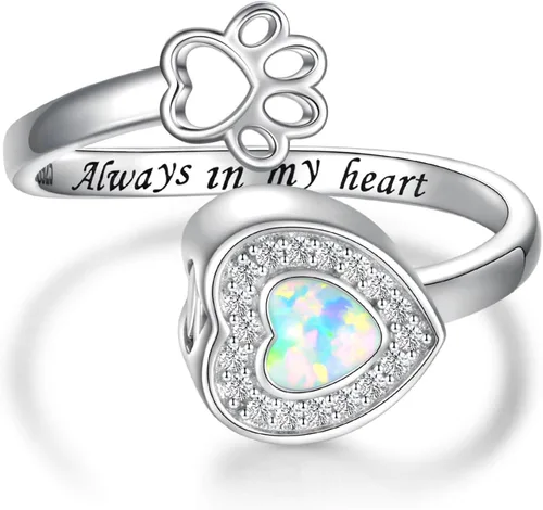 Miniatura 10 de Sterling Silver Pet Ashes Jewelry Urn Ring for Dog Ashes Paw Print Memorial Bracelet Necklace Cat Cremation Keepsake Gifts for Women Pets Lover