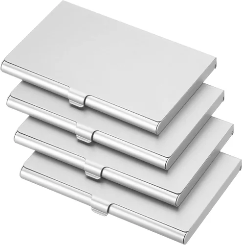 Miniatura 9 de PATIKIL Titular de la tarjeta de visita, caja de tarjeta de metal de aluminio titular de la tarjeta profesional para tarjeta de crédito de la Rojo