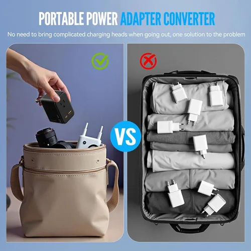 Miniatura 7 de Convertidor de voltaje de 220 V a 110 V de EE. UU. a Europa, adaptador de viaje convertidor de enchufe para Europa con 20 W PD y 2USB-A y 2USB-C