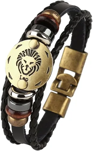 Miniatura 33 de Hamoery Pulsera de cuero de aleación punk para Constellation trenzada pulsera pulsera brazalete