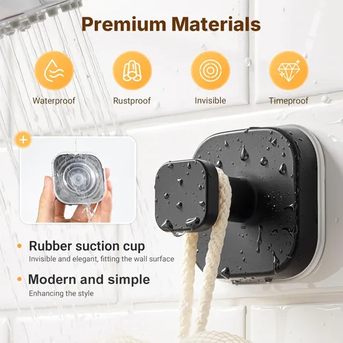 Miniatura 2 de 3 ganchos de ventosa para ducha, ganchos de ventosa para ducha, ganchos de puerta para colgar bata, lufa, ganchos de pared extraíbles para ventana