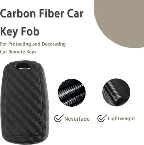 Miniatura 3 de Funda de fibra de carbono para llavero de automóvil, funda de silicona con llavero, funda para llave de automóvil compatible con Buick Chevrolet GMC