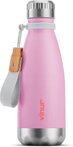 Miniatura 20 de VINUR Botella de agua para niños, 9 onzas, acero inoxidable, doble pared, aislada al vacío, botella de agua para la escuela, frasco en forma de cola