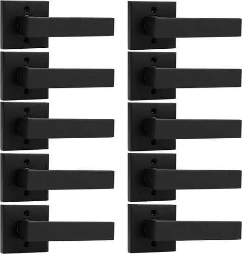 Miniatura 82 de Probrico Paquete de 4 manijas de puerta simuladas en negro mate, manijas interiores que no giran, manijas reversibles resistentes para interiores