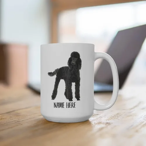 Miniatura 4 de Funny Standard Poodle - Taza de café con nombre personalizado de Navidad 2025, color blanco, 15 onzas