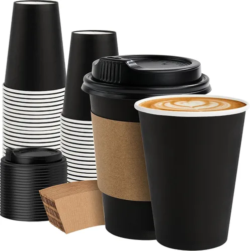 Miniatura 10 de METAPRINT 500 unidades de 12 onzas tazas de papel desechables para café, tazas de papel blancas para café caliente para cafeterías, bistrós, fiestas