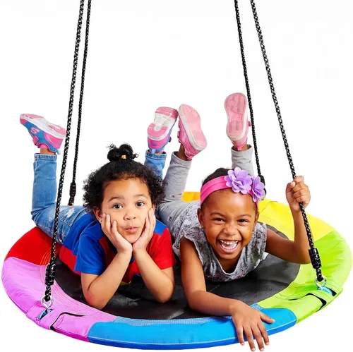 Miniatura 8 de TURFEE - Juego de columpio de árbol de platillo de 102 cm - Capacidad de peso de 45 kg, Oxford 900D impermeable, con correas para colgar, columpios