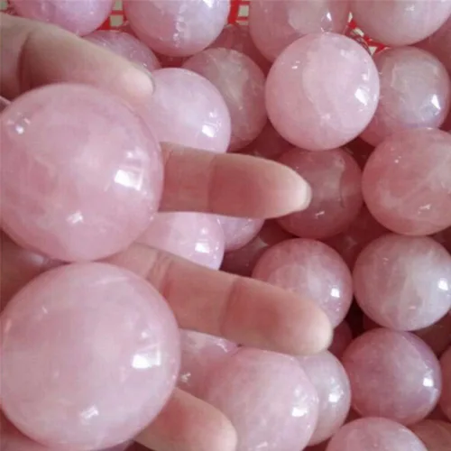 Miniatura 3 de Bolas Baoding curativas de cuarzo rosa de 1.75 pulgadas, bolas de ejercicio de mano de cristal rosa para aliviar el estrés y terapia de manos, balón