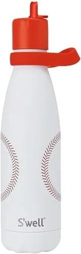 Miniatura 9 de S'well Botella de agua de acero inoxidable con tapa de popote abatible y asa, 17 onzas, End Zone, recipientes aislados al vacío de triple capa que