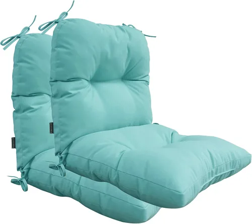 Miniatura 18 de Cojines para sillas de exterior, resistentes a la decoloración, cojín copetudo de repuesto para silla de comedor de patio, juego de 2, respaldo Negro
