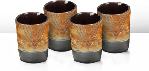 Miniatura 47 de Handicrafts Home Juego de 4 vasos de chupito hechos a mano, patrón entrecruzado de 6.5 onzas, chupitos de whisky vikingo naturales para cócteles