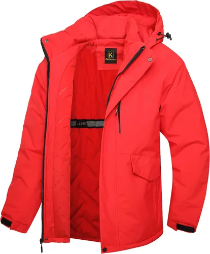 Miniatura 9 de Keevoom Abrigos de invierno para hombre, abrigo de nieve cálido, resistente al viento, impermeable, con capucha, snowboard, esquí, chaquetas