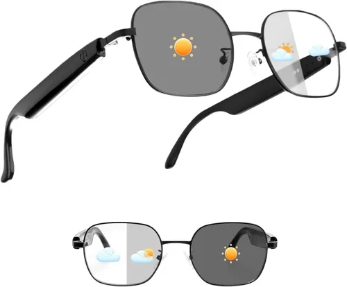 Lentes Bluetooth de audio inteligente, lentes que cambian de color, altavoces de oído abierto, tiempo de reproducción de 5 horas, llamadas manos