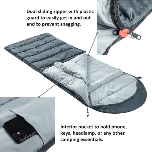 Miniatura 4 de Alpine Swiss Saco de dormir de 32.0 °F (32°F), ligero, impermeable, con saco de compresión, para adultos, para todas las estaciones, camping, Gris