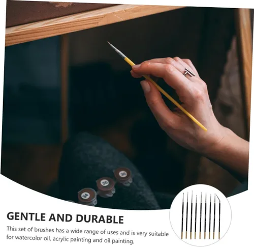 Miniatura 6 de NUOBESTY Juego de 9 pinceles de acuarela para pintura de detalles para arte en miniatura, bolígrafos de dibujo de acuarela profesionales