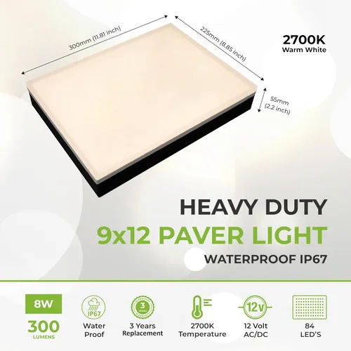 Miniatura 3 de LUMENGY Luz para Adoquines 9×12 Pulgadas (8.85 Pulgadas X 11.81 Pulgadas), Iluminación Blanca Cálida Sin Deslumbramiento para Entradas, Caminos