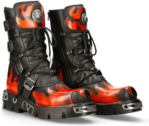 Miniatura 3 de NEW ROCK Botas 591 Flame Metallic Leather Goth punk Biker Fashion